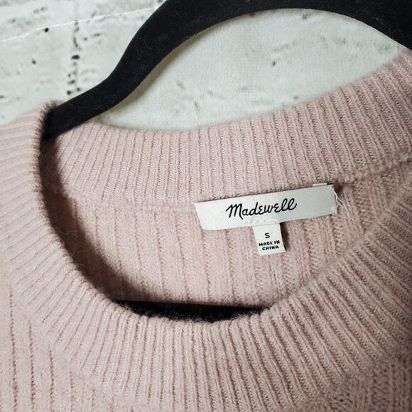 Madewell ruffle cuff pullover sweater pink soft comfortable size small - Picture 4 of 7